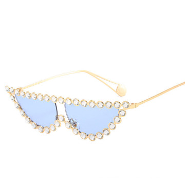 Bling pearl diamond sunglasses women 2020 new arrivals unique retro fashion shades custom designer luxury aesthetic cute metal